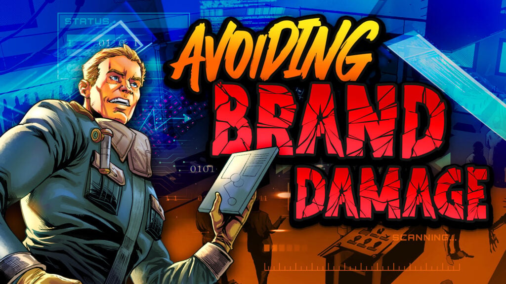 Comic-style illustration about brand protection