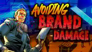 Comic-style illustration about brand protection